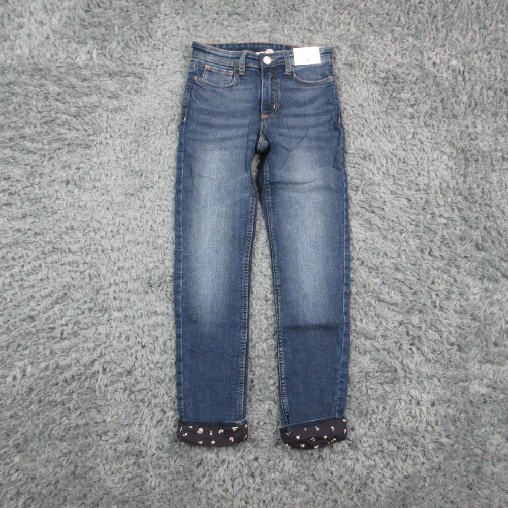 H&M Jeans Kids 8-9 Blue Skinny Stretch Denim Lined Adjustable Waist 23x22.5* NWT